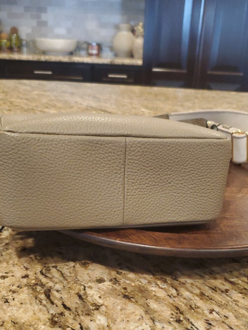 Prada Taupe Pebbled Leather Crossbody Camera Bag with Two Strap. - Picture 4 of 9
